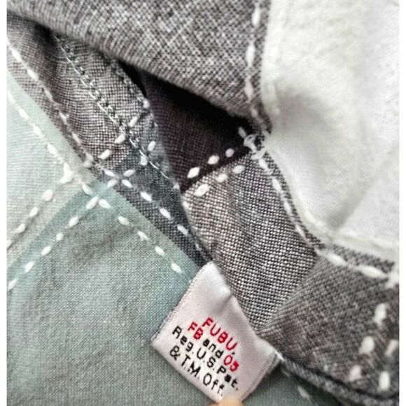 Fubu Mens 1X Long Sleeve Plaid Button-Up Shirt - Picture 6 of 8